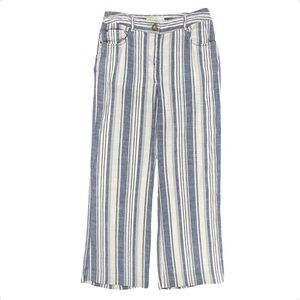 ZIMMERMANN Helm Blue White Stripe Linen Cropped Wide Leg Pant US 4 Small